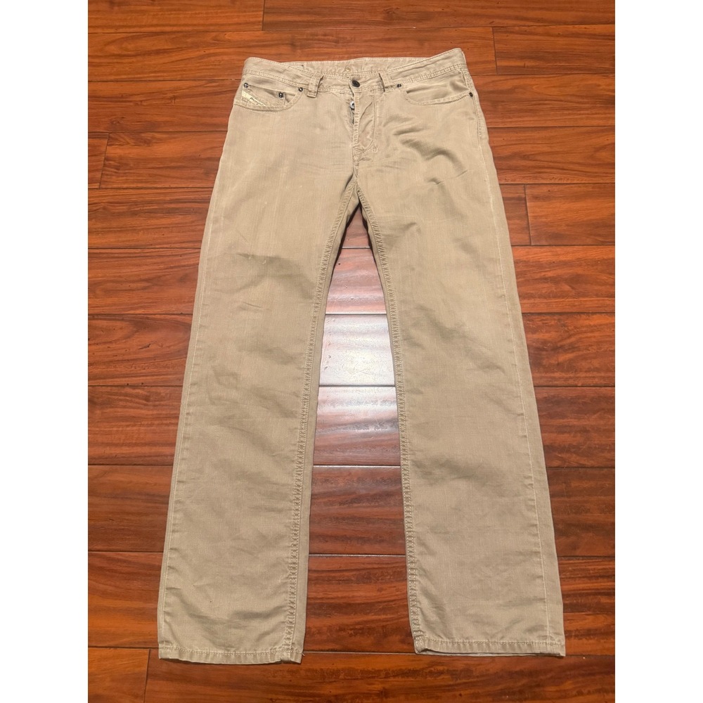 Diesel Industry Mens Tan Pants Cotton Linen Blend Size 31 Khaki Straight